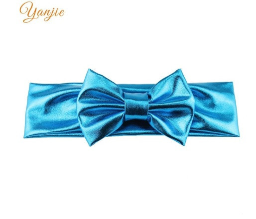 Блискуча блакитна дитяча пов'язка - окружність 38-44см, бант 10см Київ - фото 1