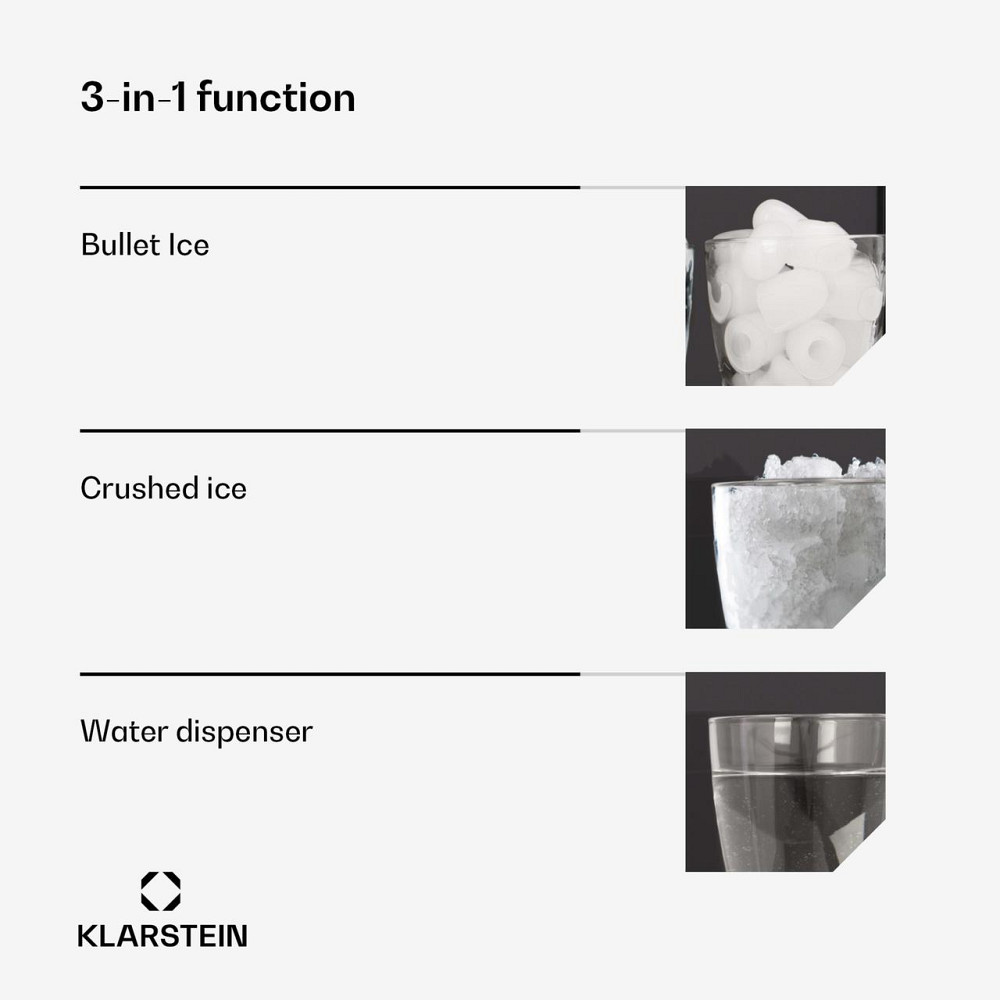 Ледогенератор Klarstein ArcticBlend 3-в-1, 20 кг/сутки, 6 л, 12 шт при 6-9 мин, колотой лёд, вода Киев - изображение 4