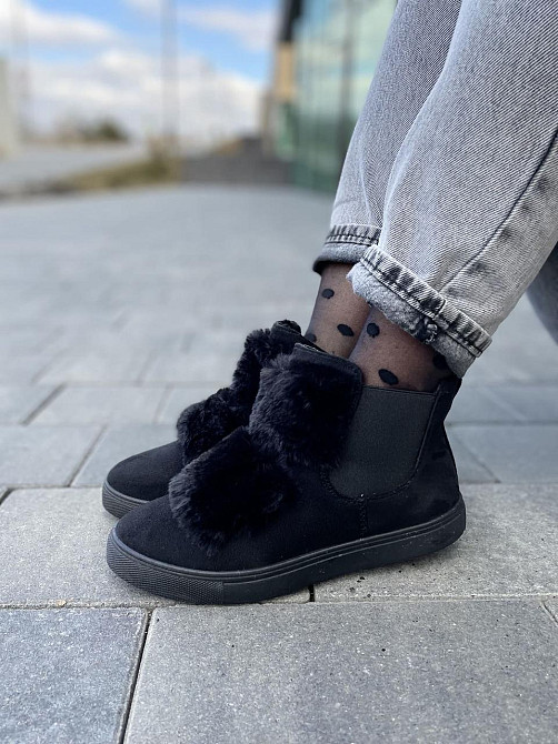 Женские ботинки LX17-219 черные эко-замша зима высота 11см размер 37-38 (1142) Коломыя - изображение 4