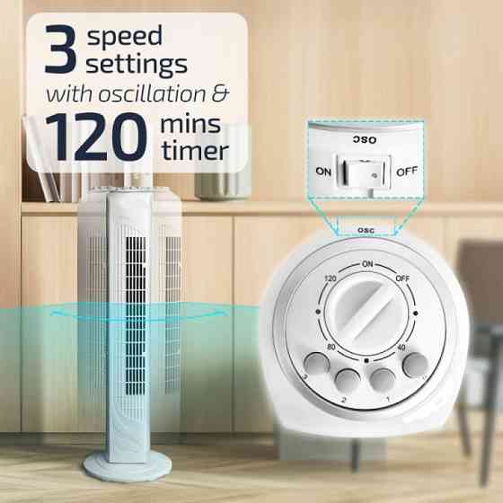 Башенный вентилятор охлаждения помещений WhiteTowerFan напольный мощный и стильный вентилятор для дома и офиса Одесса