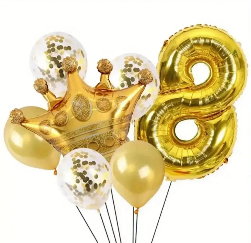 Фонтан шариков цифра и корона золото 7шт Киев - изображение 2