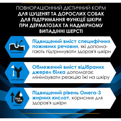 Сухий корм для собак Purina Pro Plan Veterinary Diets DRM Dermatosis Для підтримання функції шкіри при дерматозах та надмірному випадінні шерсті 3 кг  Вінниця - фото 8