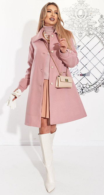 Розовое пальто А силуєта (46) Київ - фото 9