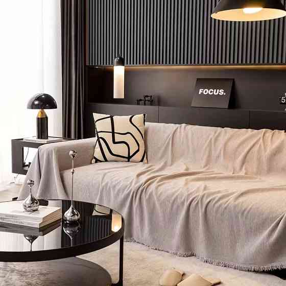 Плед покрывало на диван или кровать,чехол накидка 180х230 см для мягкой мебели светло-серый Каменец-Подольский