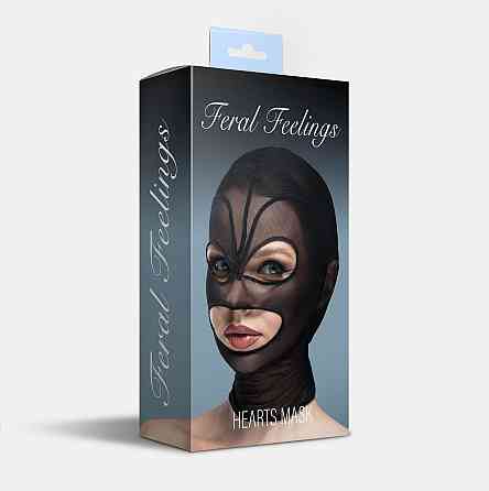 Маска серце сітка з відкритим ротом та очима Feral Feelings - Hearts Mask Black/Black Sex Aura Київ