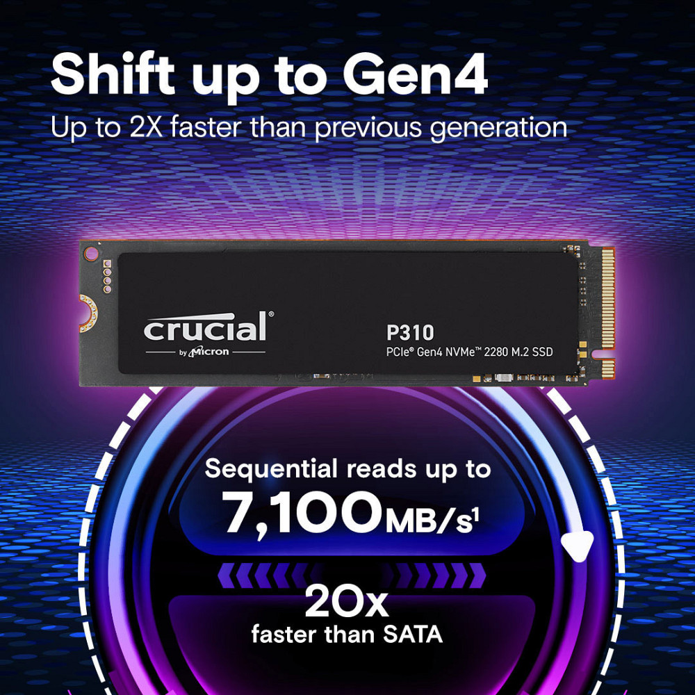 Накопичувач SSD Crucial P310 1TB M.2 2280 NVMe PCIe 4.0 x4 3D NAND TLC (CT1000P310SSD8) ( 20547 ) Харків - фото 2