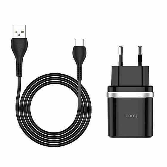 Мережевий зарядний пристрій HOCO C12Q Smart QC3.0 charger set(Type-C) 18W Black Киев