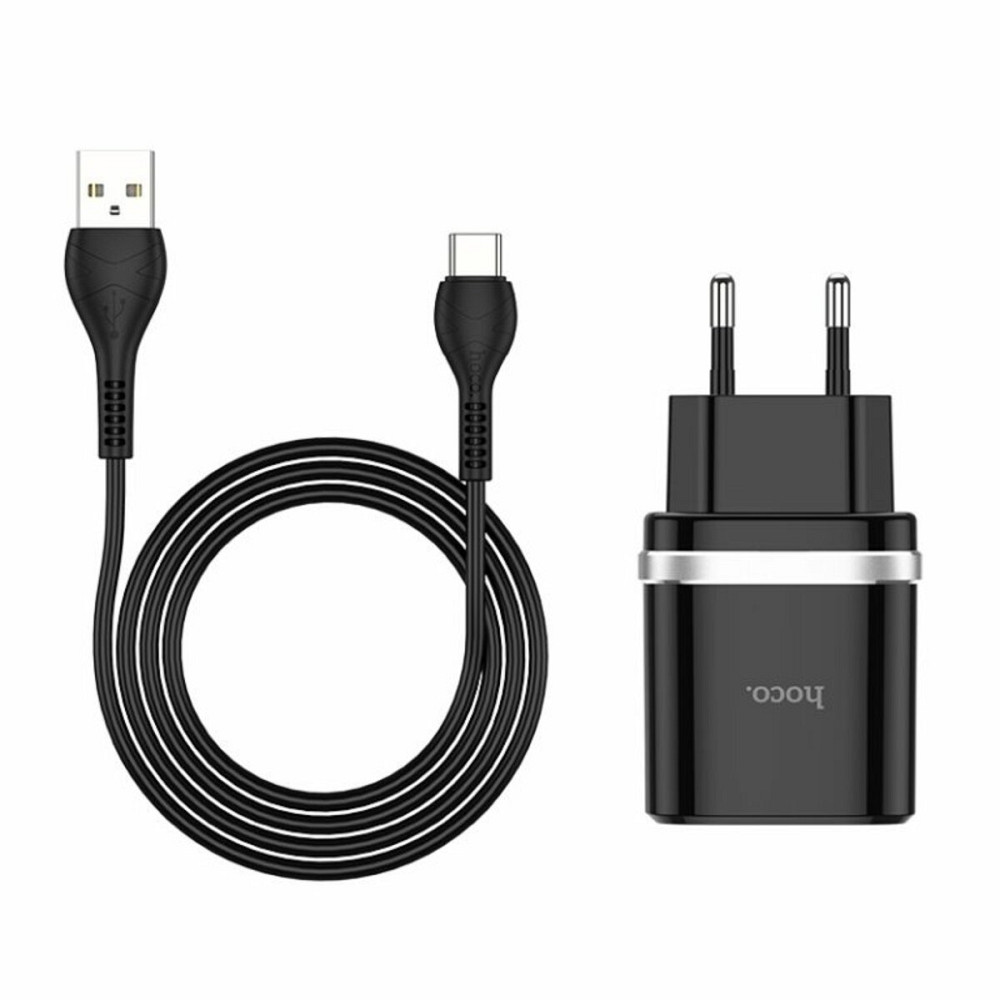 Мережевий зарядний пристрій HOCO C12Q Smart QC3.0 charger set(Type-C) 18W Black Киев - изображение 2