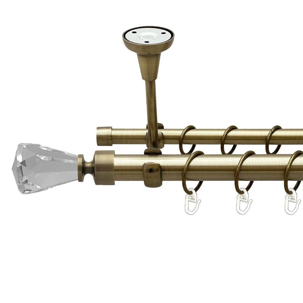 Карниз Orvit Лучетта металевий дворядний відкритий до стелі гладка труба кільце металеве Антик 25\16 мм 200 см (00-00018511) Львів - фото 1