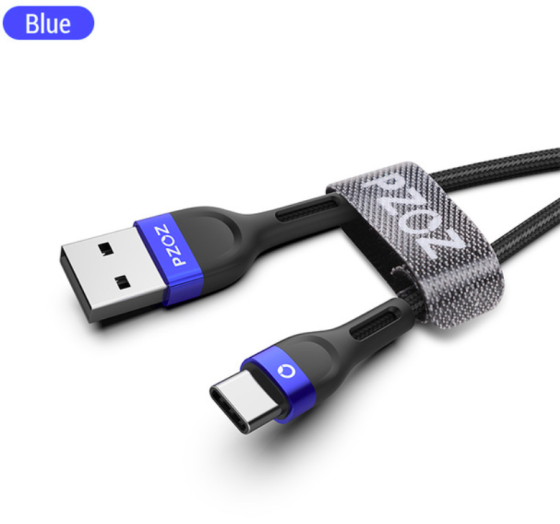 Кабель Type-C PZOZ 2m Black/Blue Киев