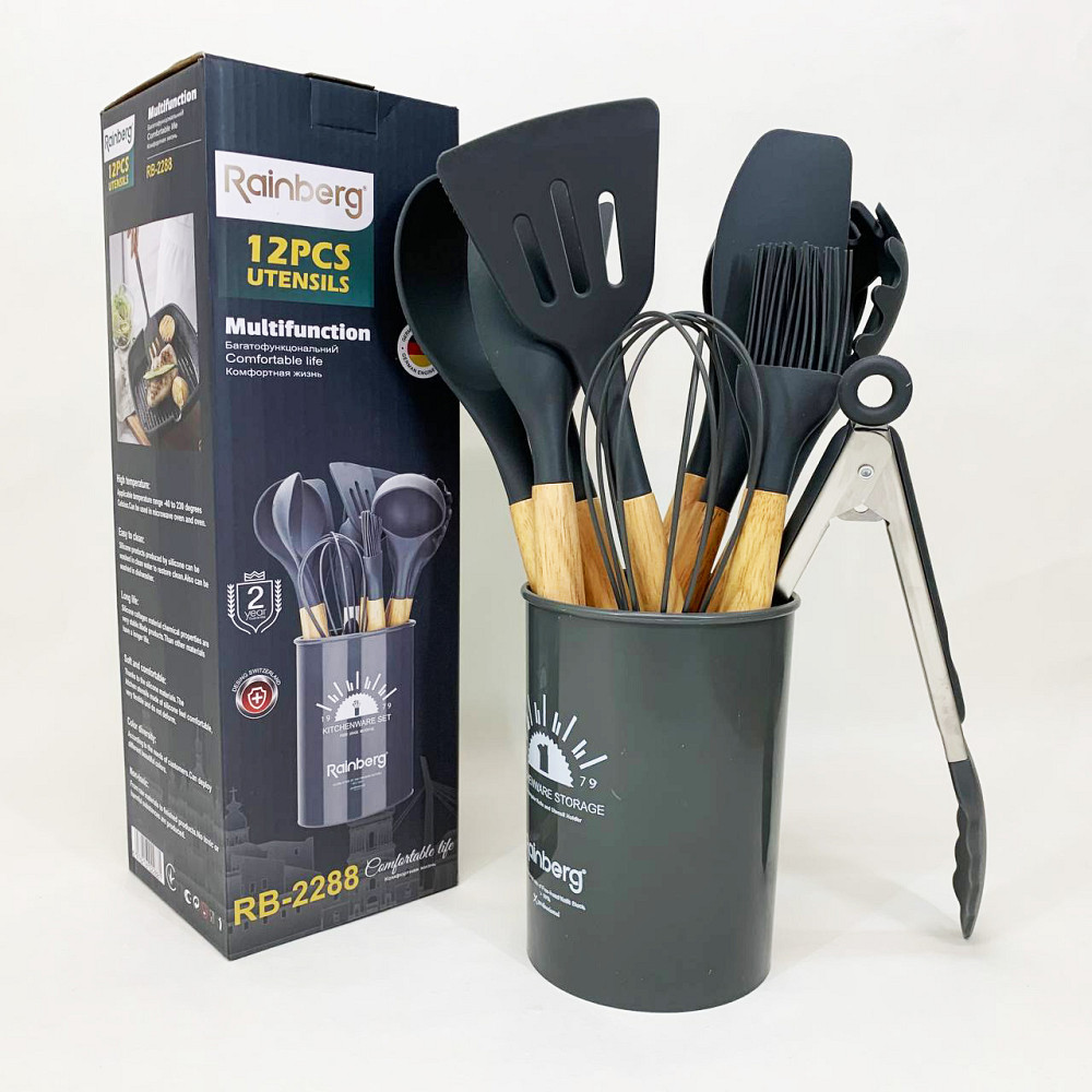 Силіконовий набір для кухні, Набір кухонного приладдя на стійці приладдя для кухні якісний BO-24 Івано-Франківськ - фото 8