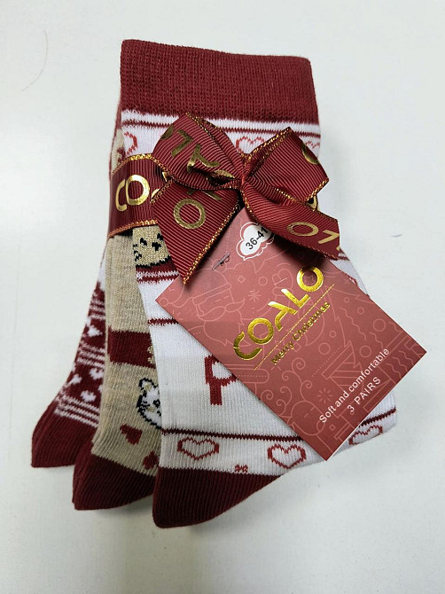 Шкарпетки жіночі новорічні COALA в наборі з 3 шт. Розмір 36-41 Київ - фото 3