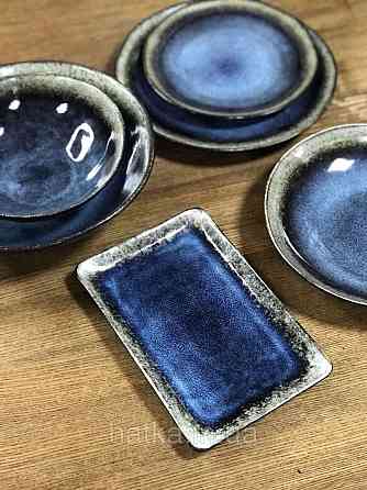 Тарілка Olens "Голден-бей" 23,5Х15,5 см прямокутна кераміка синя для дому та ресторанів Київ