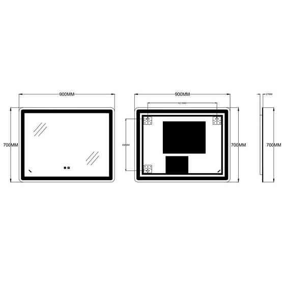 Дзеркало Zerix Mirra MR05-90x70-REVERSE з LED Touch, Anti-fog, димером, регулятором яскравості (ZX6059) ( 12444 ) Харьков