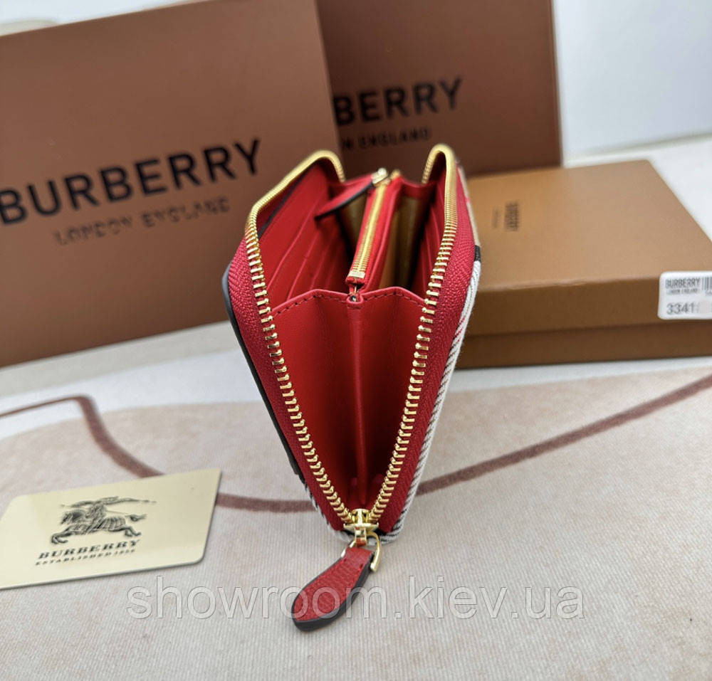Жіночий шкіряний гаманець на блискавці Burberry (3341) red Київ - фото 4