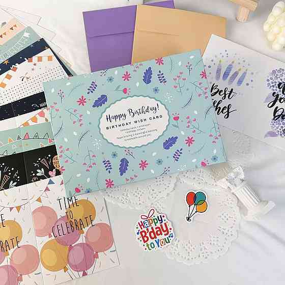 Набір вітальних листівок, 50 шт., святковий комплект «Happy Birthday», листівки для привітань з днем народження Кам'янець-Подільський