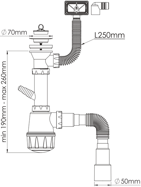 Сифон для мийки з переливом, 70мм  NOVA Харків - фото 2