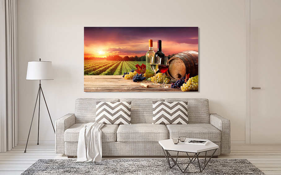 Картина холст в гостиную / спальню  Захід сонця на виноградних полях   MLP_305 50x100 см Киев - изображение 2