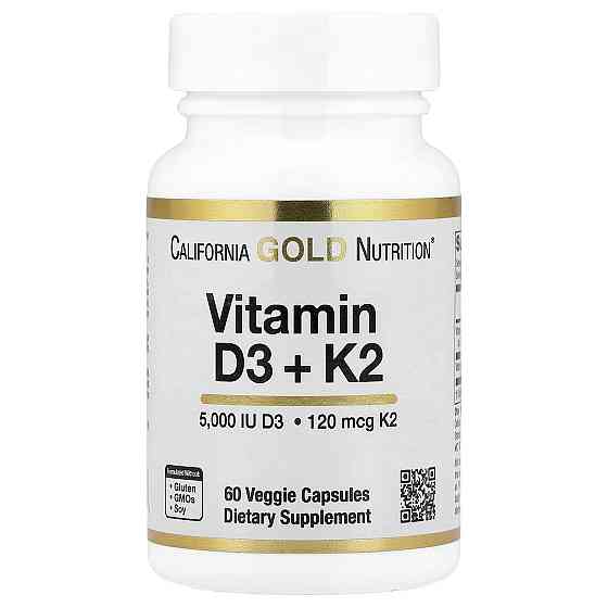 Vitamin D3 + K2 as MK-7, 60 Veggie Capsules Луцьк