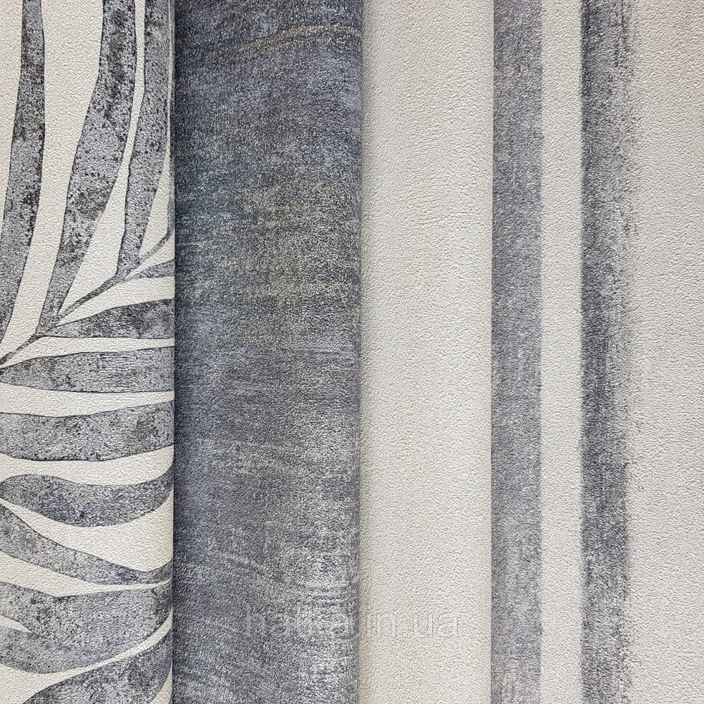 Шпалери вінілові на флізеліновій основі Rasch Linares 0.53х10 папороть листя сірі срібло на білому 617429 Київ - фото 2