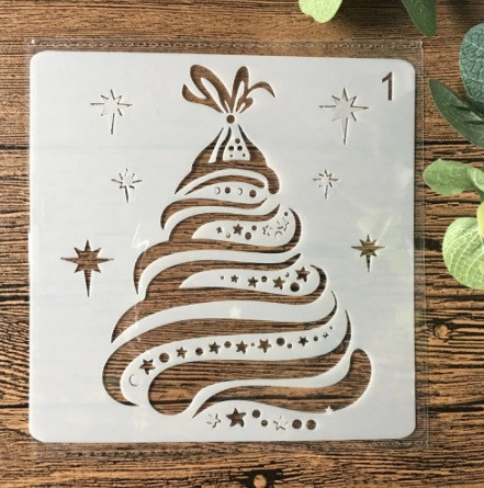 Новорічний трафарет Ялинка 13 на 13 см сірий Київ - фото 1