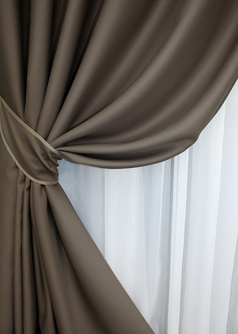 Комплект готових штор VR-Textil Блекаут Midnight № 1673ш Какао 150х290 см 2 шт (33-0567) Київ - фото 5