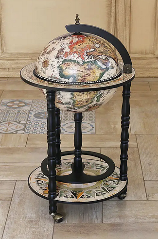 Глобус баров напольный Карта мира бежевый на черной основе сфера Киев - изображение 3