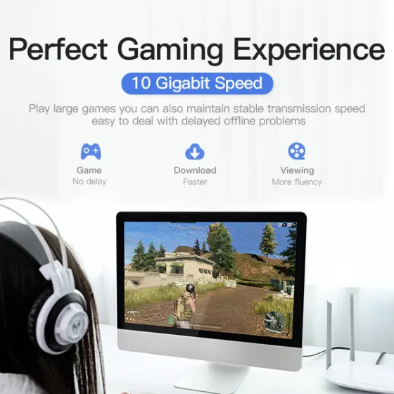 Плоский мережевий кабель Vention Cat.7, 1.5 м, чорний Київ