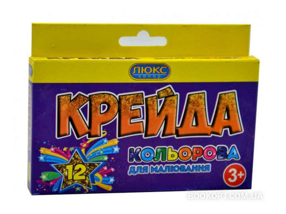 Мелки квада квадр. цветной 12кол. № ККЕ-112 Крейда 70*15*10 ТМ Люкс Колор Киев - изображение 1