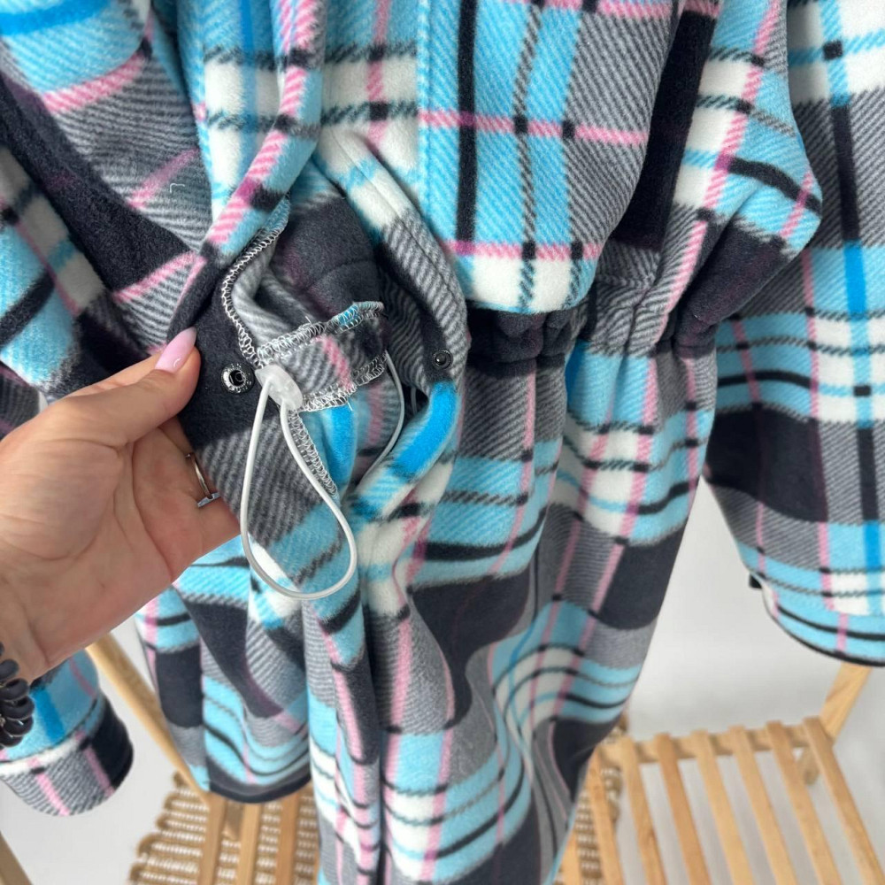 Тепла жіноча флісова сорочка-пальто в рожеву клітинку клітинку з капюшоном Кам'янець-Подільський - фото 6