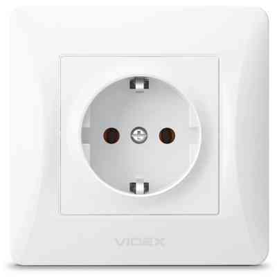 Розетка Videx_ BINERA 1ая із заземленням (VF-BNSK1G-W) Вінниця