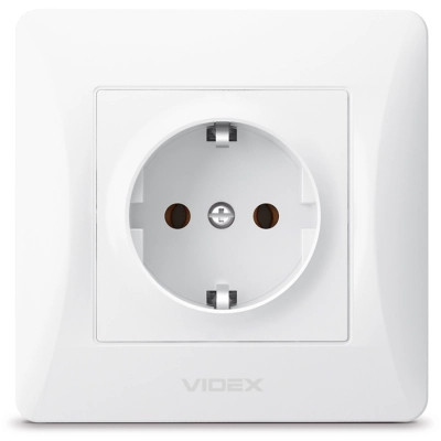 Розетка Videx_ BINERA 1ая із заземленням (VF-BNSK1G-W) Вінниця - фото 1