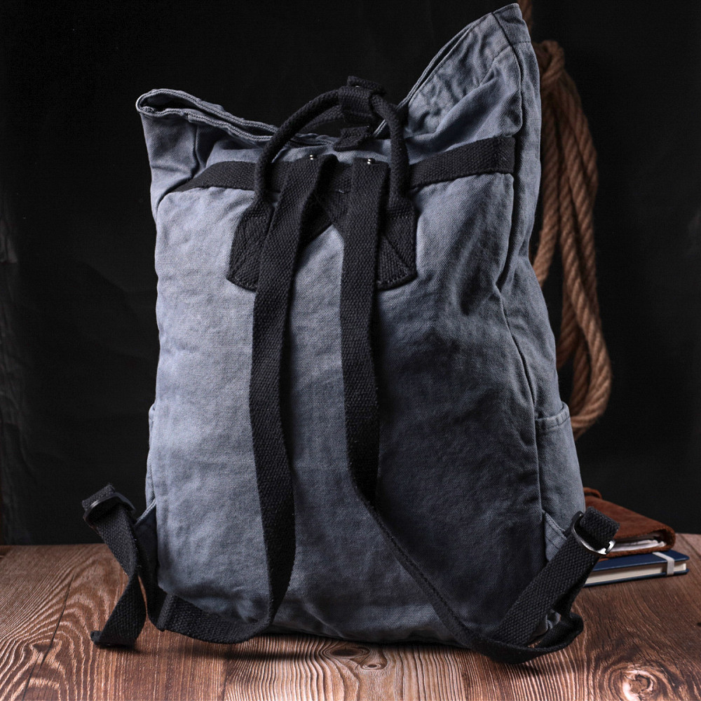 Модний міський рюкзак-мішок унісекс із щільного текстилю Vintage sale_15076 Сірий Київ - фото 7