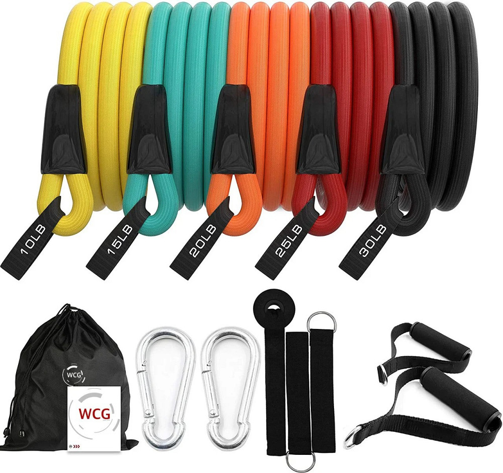 Набор эспандеров для йоги и фитнеса WCG T15 5 жгутов + чехол + руководство для начинающих Киев - изображение 1