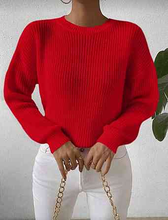 Женский теплый оверсайз свитер Акрил+шерсть Красный Одесса