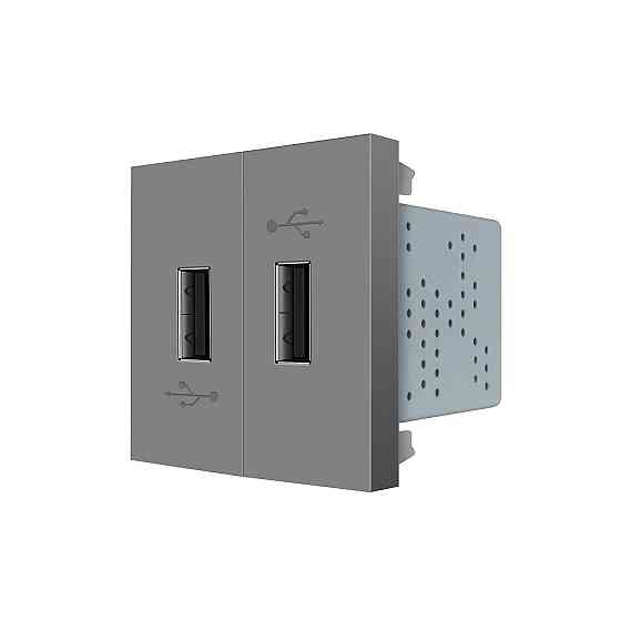 Подвійна розетка USB LIVOLO сіра, з блоком живлення 2×USB-A 5V/2.1A, 2×10Вт, модуль (VL-FCUA-2IP) Коломыя