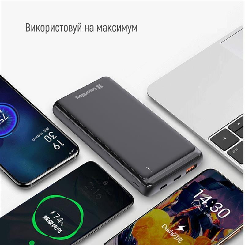 Універсальна мобільна батарея ColorWay Slim PD 10000 mAh Black (CW-PB100LPG3BK-PD) ( 21209 ) Харків - фото 9