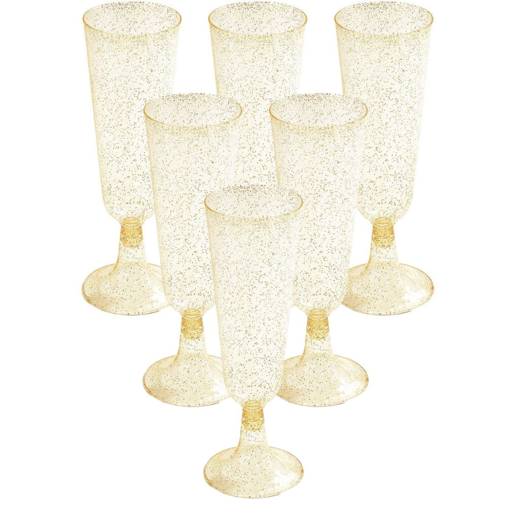 Набор бокалов пластиковых для шампанского премиум класса 10 шт,многоразовые для торжеств золото Каменец-Подольский - изображение 4
