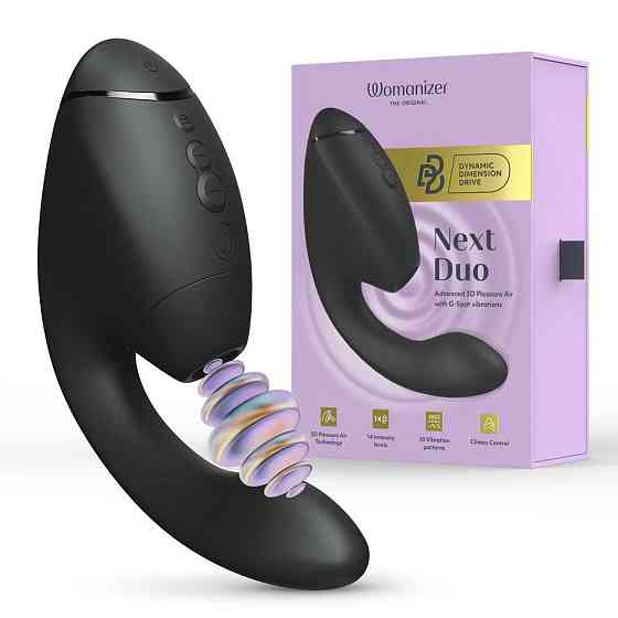 Вибратор-стимулятор вакуумный Womanizer Next Duo Black для точки G, черный Sex Aura Киев