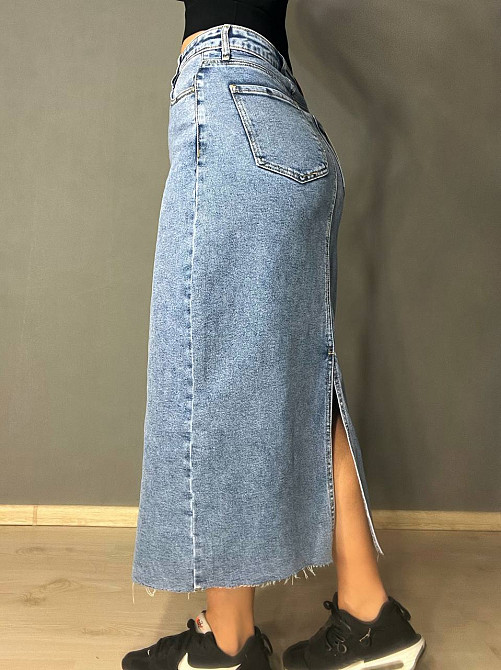 Спідниця жіноча джинсова Moss 503 довга асиметрична з розрізом блакитна, блакитний, 28, 28, 76 см, 1 Одеса - фото 8