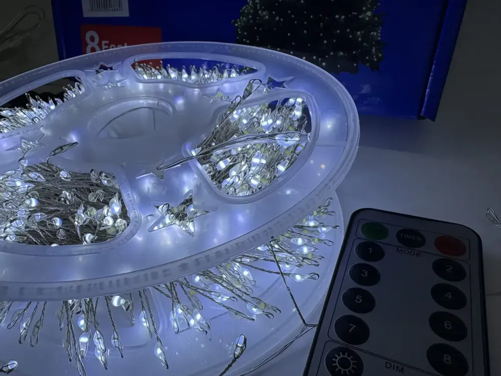 Гірлянда Мішура срібний провід 220В пульт ДК 8 режимів 30м 900LED (білий) S-LINE-30M900-W-1 Одеса - фото 9