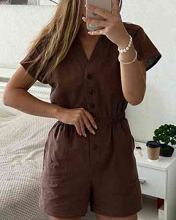 Жіночий літній базовий комбінезон на ґудзиках льон 44/46 Одеса