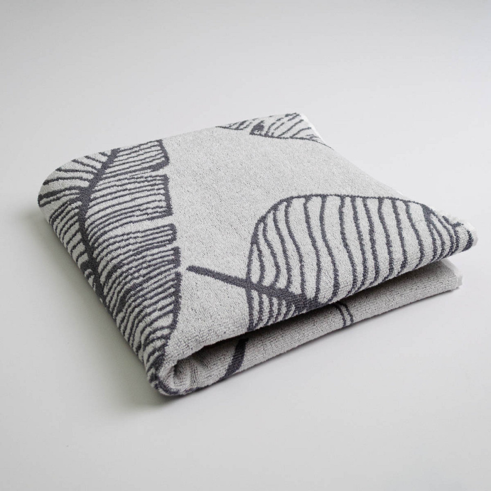 Полотенце махровое для душа с рисунком перо GM Textile 70х140см 400г/м2 (Серый) Сумы - изображение 1