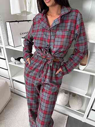Женская домашняя повседневная в клетку пижама с фланели. Одесса