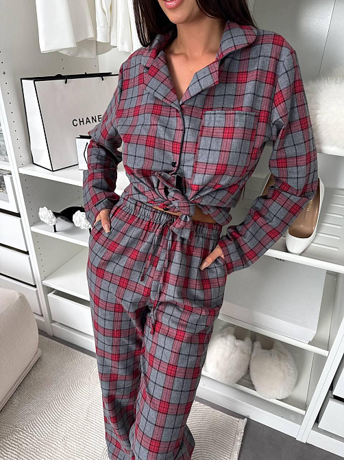 Женская домашняя повседневная в клетку пижама с фланели. Одесса - изображение 6