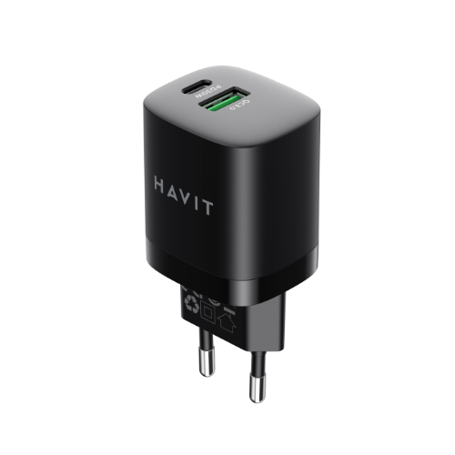 Зарядний пристрій мережевий USB/Type-C 30W чорний Havit HV-UC30 Black Житомир - фото 2