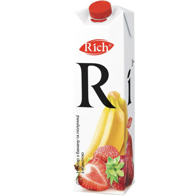 Сок Rich Бананово-клубничный нектар с мякотью 1 л (4820039352750) Винница - изображение 1