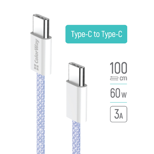 Кабель USB PD Type-C/Type-C ColorWay CW-CBPDCC061-PU 3,0A 60W 1м фіолетовий Житомир