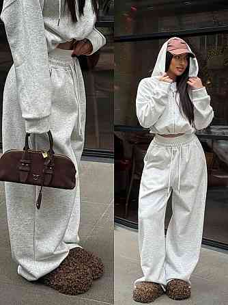 Женский стильный повседневный оверсайз костюм двойка трехнитка петля Меланж Одесса