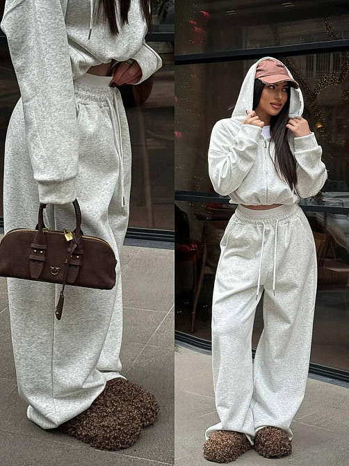 Женский стильный повседневный оверсайз костюм двойка трехнитка петля Меланж Одесса - изображение 5